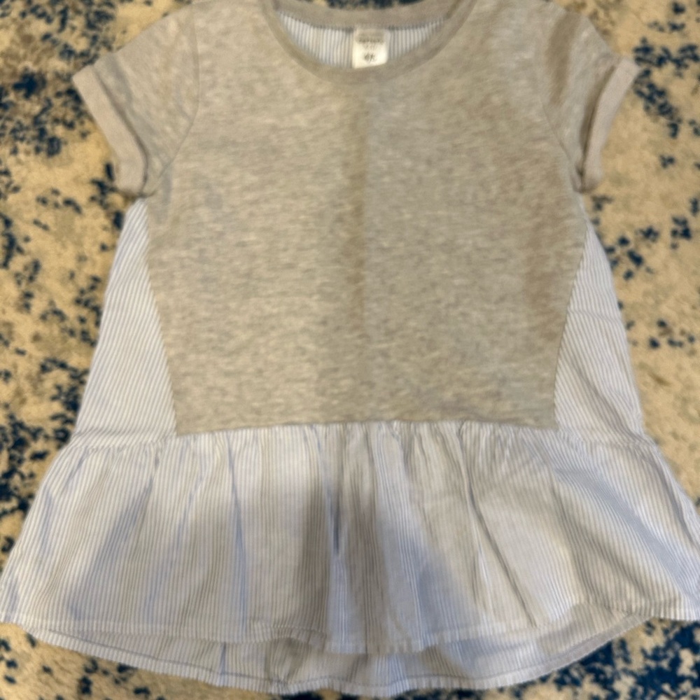 Carter's Gray and White Striped Kids Tee